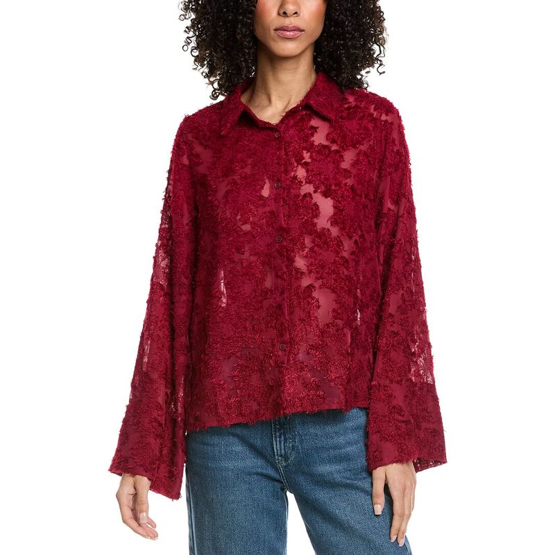 Anna Kay Womens Claudio Fleur Shirt, Red
